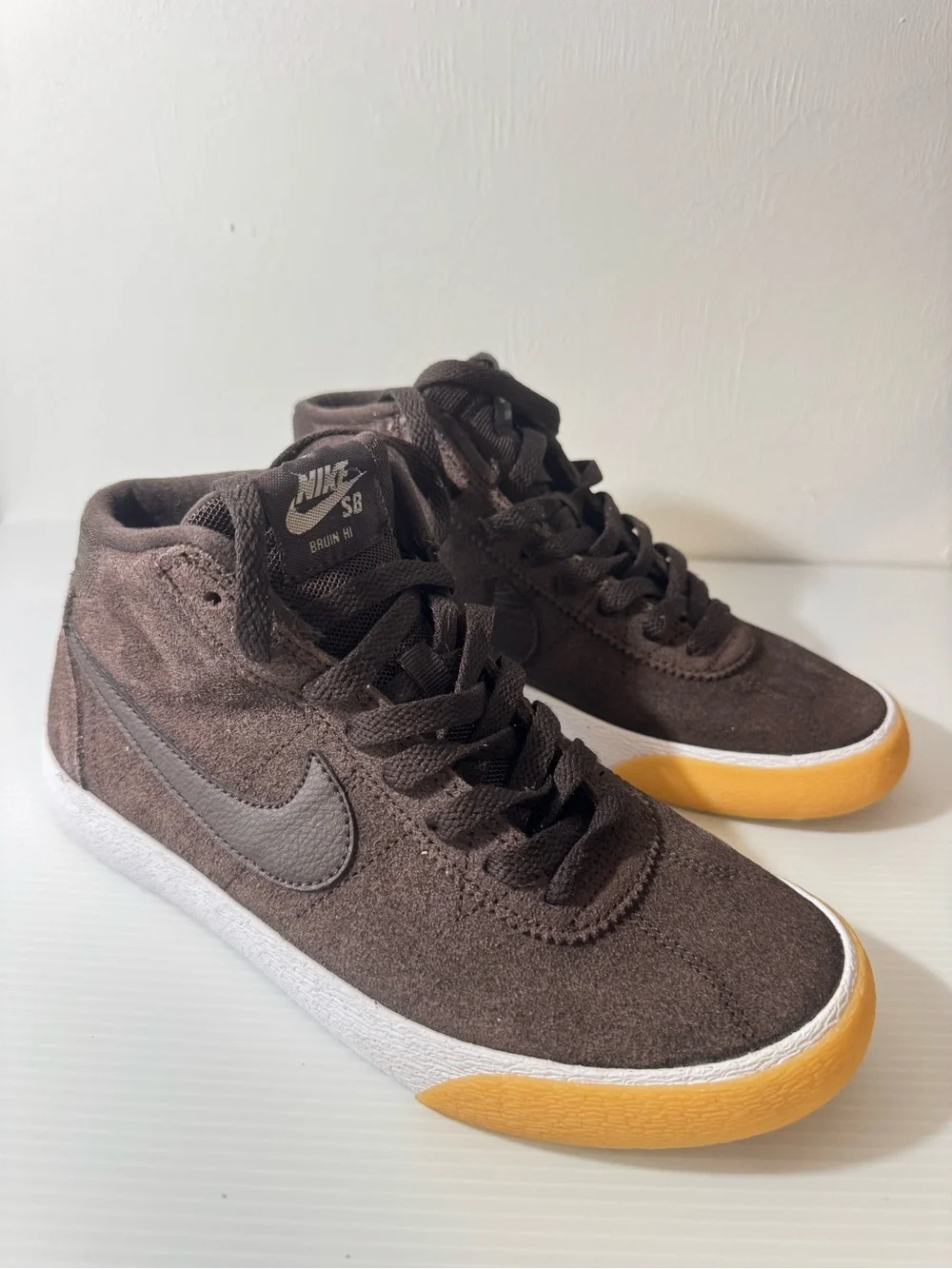 Nike Kids' Mid-Top Sneakers in Brown with Yellow Gum Sole